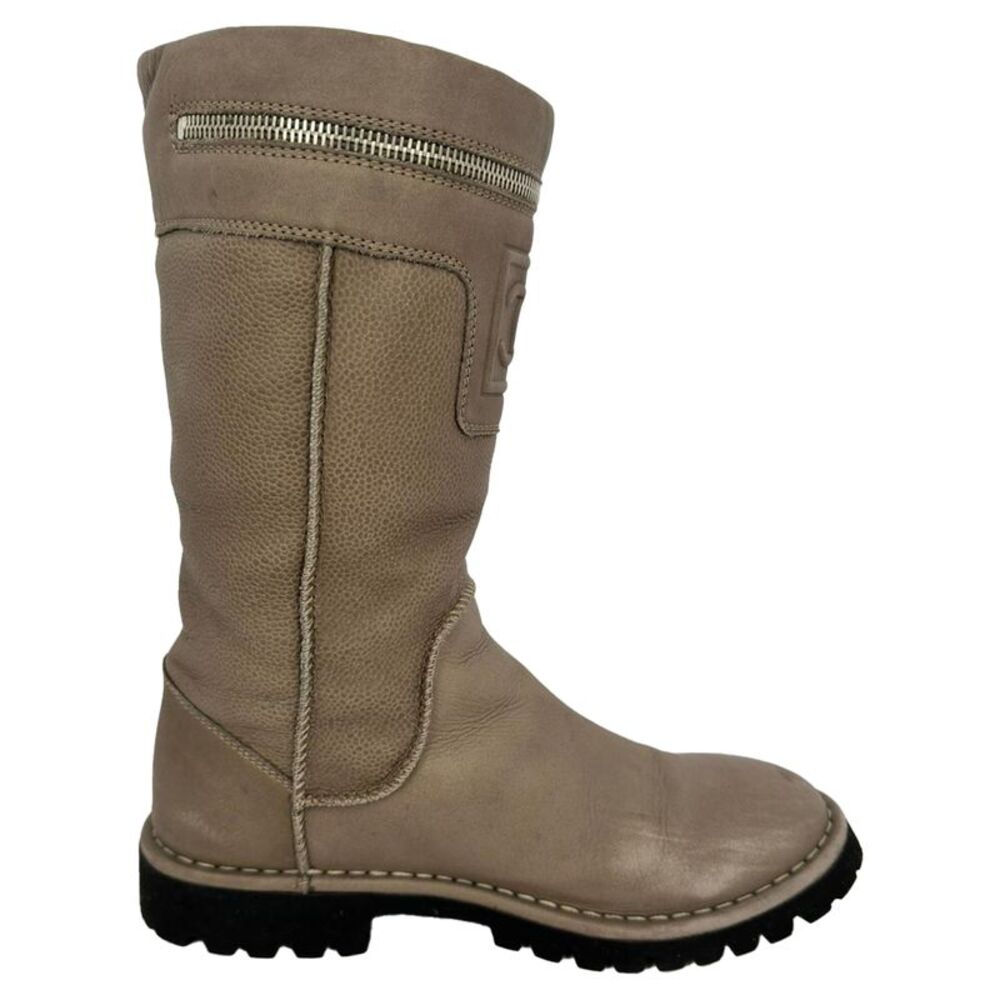 Chanel Motorcycle Boots in Brown Leather